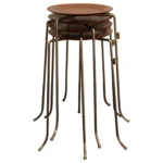 Set of Four Vintage Steel and Walnut Stacking Tables Attributed to Tony Paul