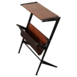 Vintage Italian Magazine Table in Walnut, Leather, and Metal Attr. to Ico Parisi