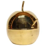 Vintage Italian Modernist Polished Brass Apple-Form Mela Sugar Bowl with Spoon
