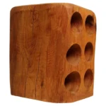 Vintage Rustic / Primitive Solid Maple Six-Bottle Wine Holder