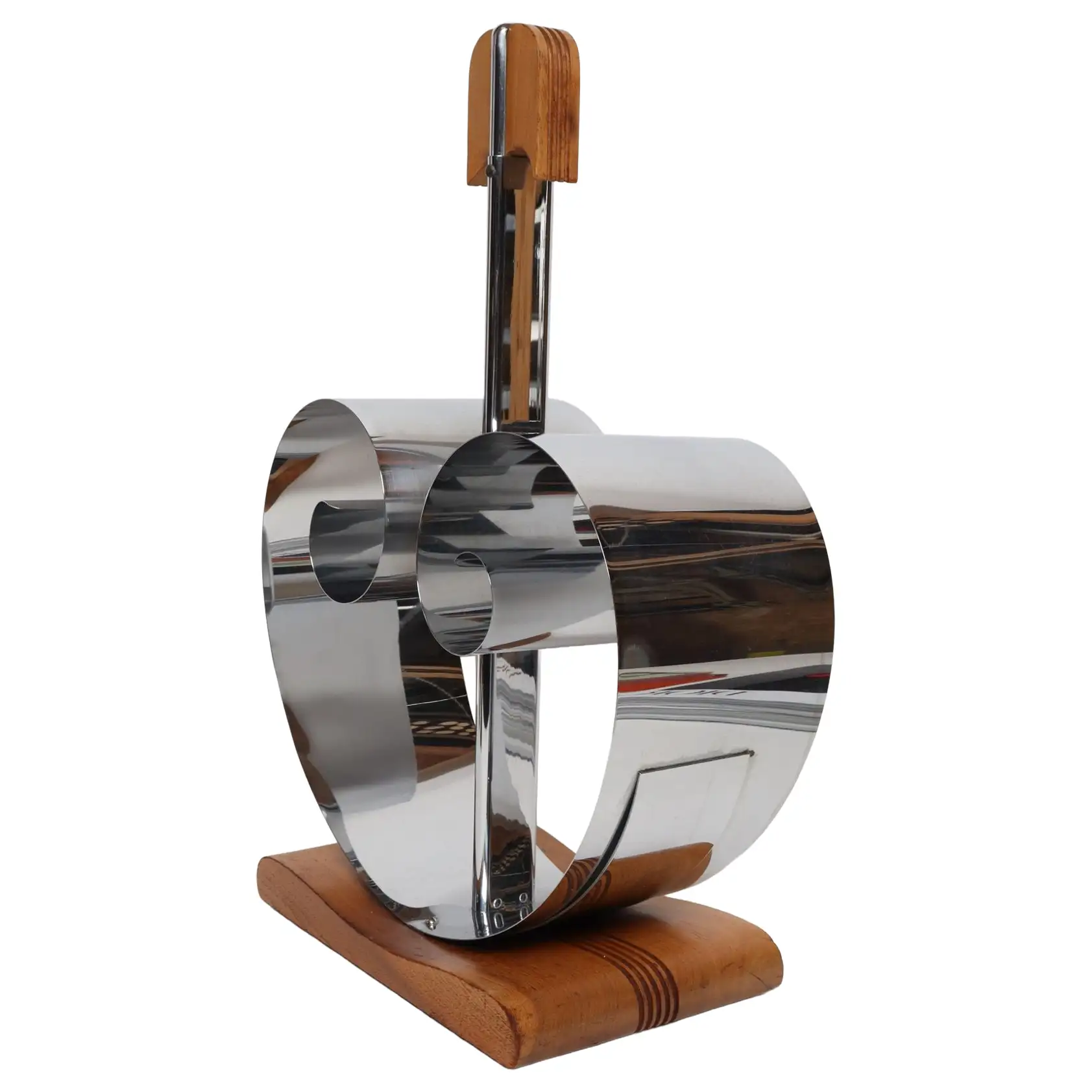 1 Art Deco Chrome and Walnut Expandable Magazine Rack by Fred D. Farr for Revere - Image 1