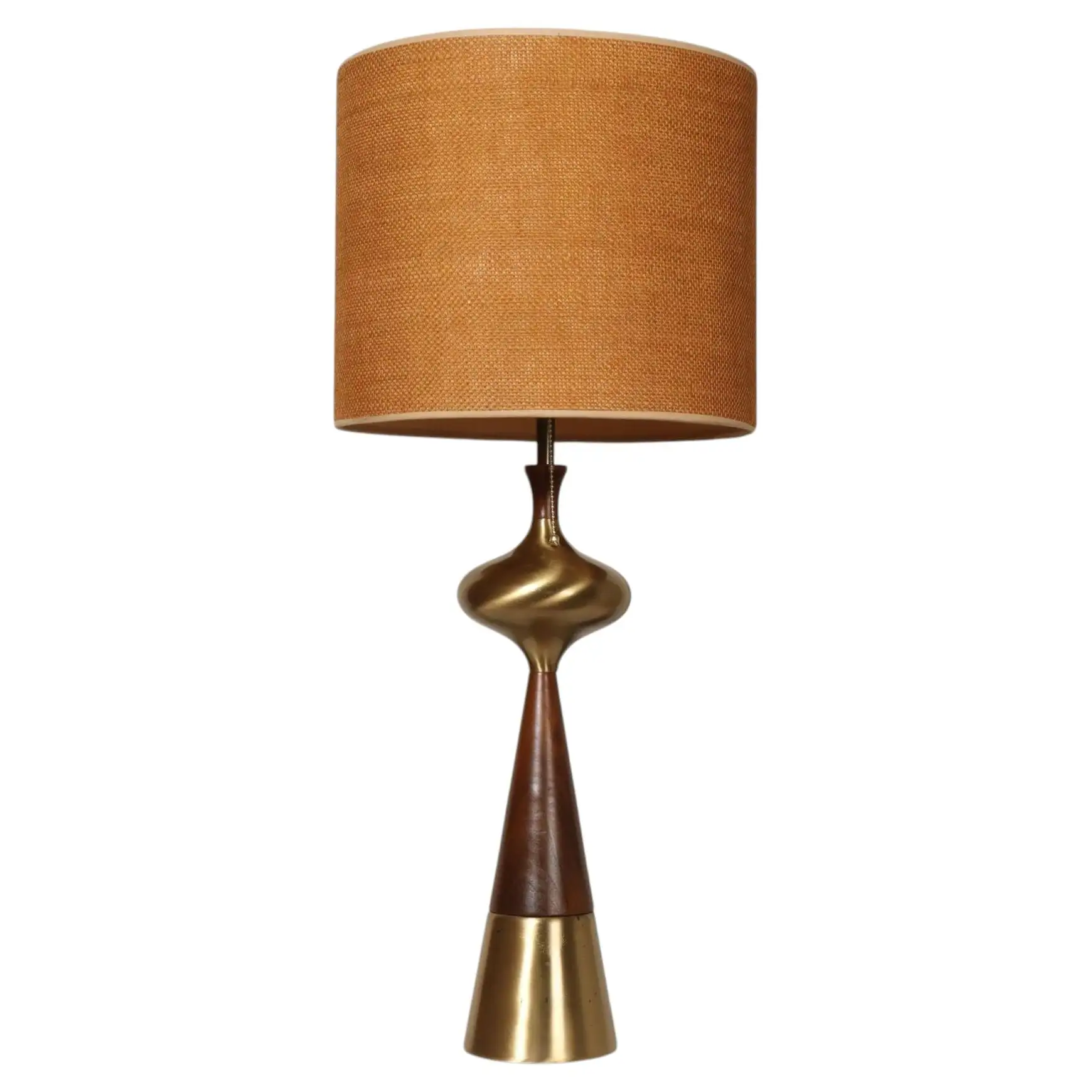 1 Vintage Sculptural Solid Brass and Walnut Table Lamp by Tony Paul for Westwood - Image 1