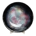 Large Vintage Enamel on Copper Sgraffito Peacock Decorative Plate by Arpad Rosti