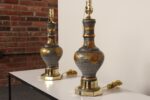 Pair of Hollywood Regency Style Chinoiserie Enamel Glazed Ceramic Table Lamps - Image 5