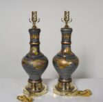 Pair of Hollywood Regency Style Chinoiserie Enamel Glazed Ceramic Table Lamps - Image 11