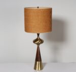 Vintage Sculptural Solid Brass and Walnut Table Lamp by Tony Paul for Westwood - Image 2