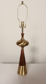 Vintage Sculptural Solid Brass and Walnut Table Lamp by Tony Paul for Westwood - Image 4