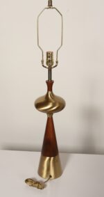 Vintage Sculptural Solid Brass and Walnut Table Lamp by Tony Paul for Westwood - Image 6