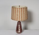 Vintage Burgundy and White Mottled Glazed Ceramic Organic Table Lamp with Shade - Image 2