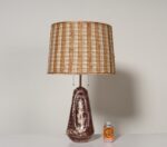 Vintage Burgundy and White Mottled Glazed Ceramic Organic Table Lamp with Shade - Image 6