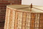 Vintage Burgundy and White Mottled Glazed Ceramic Organic Table Lamp with Shade - Image 17