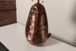 Vintage Burgundy and White Mottled Glazed Ceramic Organic Table Lamp with Shade - Image 4