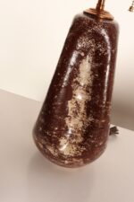 Vintage Burgundy and White Mottled Glazed Ceramic Organic Table Lamp with Shade - Image 12