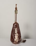 Vintage Burgundy and White Mottled Glazed Ceramic Organic Table Lamp with Shade - Image 9