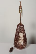 Vintage Burgundy and White Mottled Glazed Ceramic Organic Table Lamp with Shade - Image 13