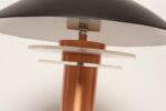 Art Deco Copper / Aluminum Column Dual Socket Table Lamp with Black Dome Shade - Image 13