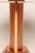 Art Deco Copper / Aluminum Column Dual Socket Table Lamp with Black Dome Shade - Image 18