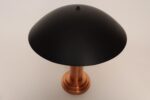 Art Deco Copper / Aluminum Column Dual Socket Table Lamp with Black Dome Shade - Image 6