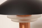 Art Deco Copper / Aluminum Column Dual Socket Table Lamp with Black Dome Shade - Image 12