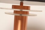 Art Deco Copper / Aluminum Column Dual Socket Table Lamp with Black Dome Shade - Image 14