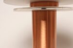 Art Deco Copper / Aluminum Column Dual Socket Table Lamp with Black Dome Shade - Image 16