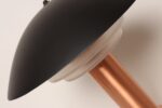 Art Deco Copper / Aluminum Column Dual Socket Table Lamp with Black Dome Shade - Image 11