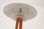 Art Deco Copper / Aluminum Column Dual Socket Table Lamp with Black Dome Shade - Image 10
