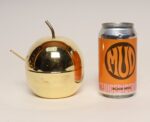 Vintage Italian Modernist Polished Brass Apple-Form Mela Sugar Bowl with Spoon - Image 10