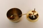 Vintage Italian Modernist Polished Brass Apple-Form Mela Sugar Bowl with Spoon - Image 5