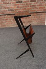 Vintage Italian Magazine Table in Walnut, Leather, and Metal Attr. to Ico Parisi - Image 5