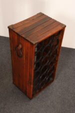 Vintage Walnut, Iron, Brass, and Leather Wine Rack by Arthur Umanoff for Arleigh - Image 4