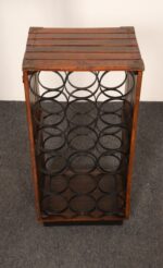 Vintage Walnut, Iron, Brass, and Leather Wine Rack by Arthur Umanoff for Arleigh - Image 2