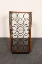 Vintage Walnut, Iron, Brass, and Leather Wine Rack by Arthur Umanoff for Arleigh - Image 3