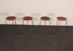 Set of Four Vintage Steel and Walnut Stacking Tables Attributed to Tony Paul - Image 2