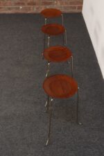 Set of Four Vintage Steel and Walnut Stacking Tables Attributed to Tony Paul - Image 6