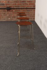 Set of Four Vintage Steel and Walnut Stacking Tables Attributed to Tony Paul - Image 8