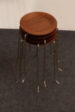Set of Four Vintage Steel and Walnut Stacking Tables Attributed to Tony Paul - Image 5