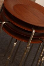 Set of Four Vintage Steel and Walnut Stacking Tables Attributed to Tony Paul - Image 16